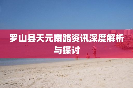 罗山县天元南路资讯深度解析与探讨