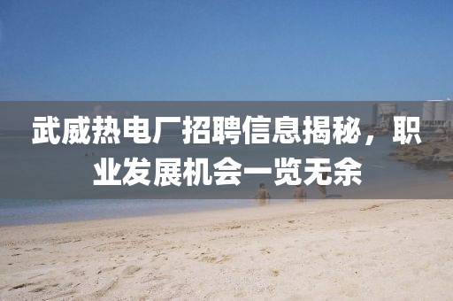 武威热电厂招聘信息揭秘，职业发展机会一览无余