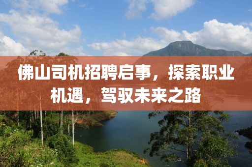 佛山司机招聘启事，探索职业机遇，驾驭未来之路