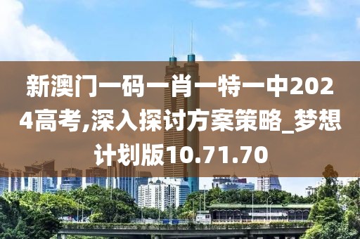 新澳门一码一肖一特一中2024高考,深入探讨方案策略_梦想计划版10.71.70