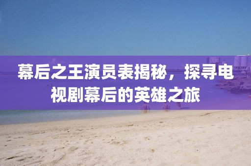幕后之王演员表揭秘，探寻电视剧幕后的英雄之旅