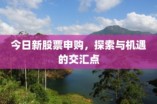 今日新股票申购，探索与机遇的交汇点