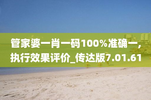 管家婆一肖一码100%准确一,执行效果评价_传达版7.01.61