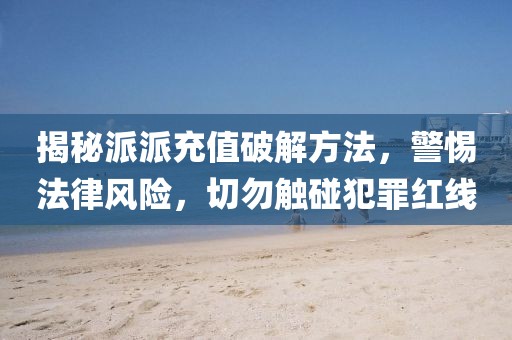 揭秘派派充值破解方法，警惕法律风险，切勿触碰犯罪红线