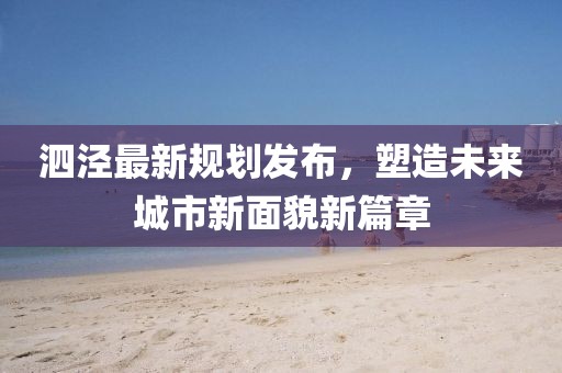 泗泾最新规划发布，塑造未来城市新面貌新篇章