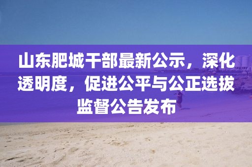 山东肥城干部最新公示，深化透明度，促进公平与公正选拔监督公告发布