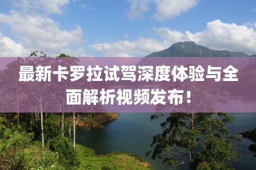 最新卡罗拉试驾深度体验与全面解析视频发布！