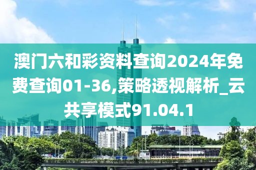 澳门六和彩资料查询2024年免费查询01-36,策略透视解析_云共享模式91.04.1