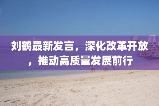 刘鹤最新发言，深化改革开放，推动高质量发展前行