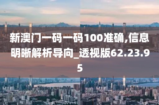 新澳门一码一码100准确,信息明晰解析导向_透视版62.23.95