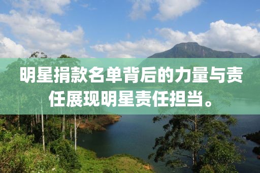 明星捐款名单背后的力量与责任展现明星责任担当。