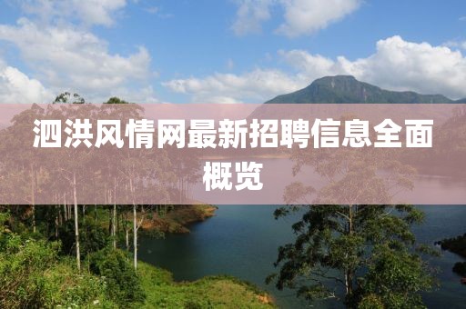 泗洪风情网最新招聘信息全面概览