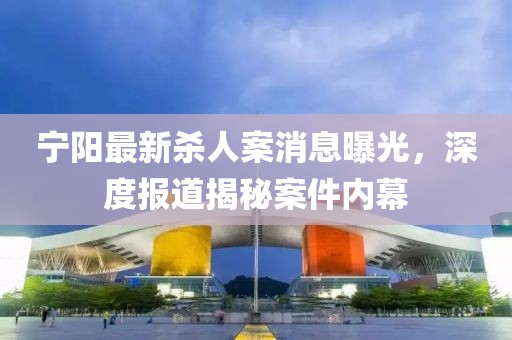 宁阳最新杀人案消息曝光，深度报道揭秘案件内幕