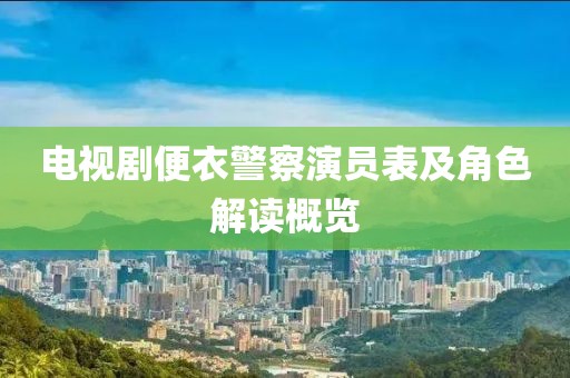 电视剧便衣警察演员表及角色解读概览