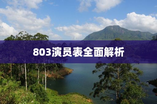 803演员表全面解析