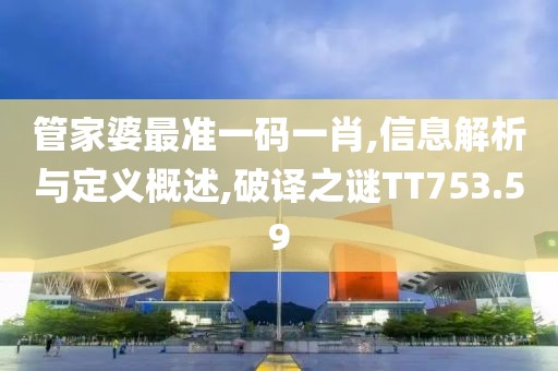 管家婆最准一码一肖,信息解析与定义概述,破译之谜TT753.59