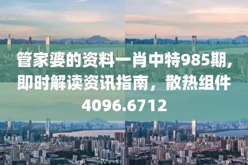 管家婆的资料一肖中特985期,即时解读资讯指南，散热组件4096.6712