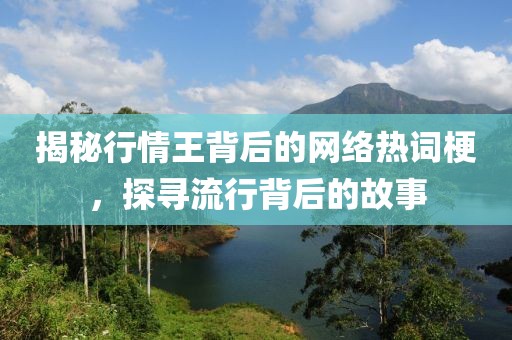 揭秘行情王背后的网络热词梗，探寻流行背后的故事