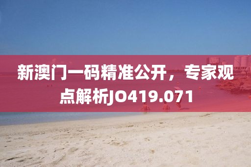 新澳门一码精准公开，专家观点解析JO419.071