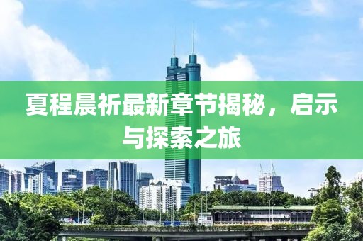 夏程晨祈最新章节揭秘，启示与探索之旅