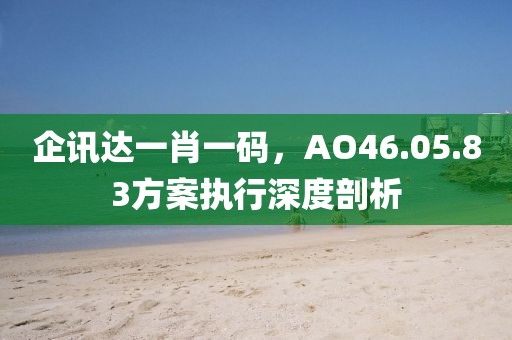 企讯达一肖一码，AO46.05.83方案执行深度剖析