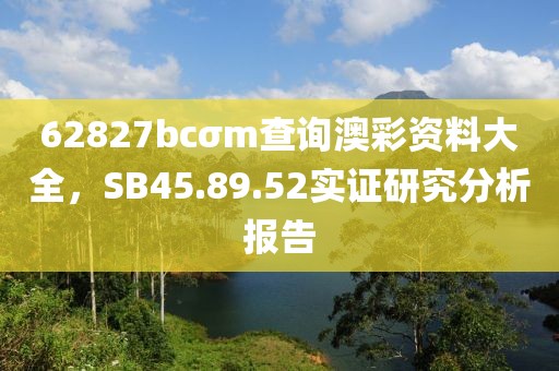 62827bcσm查询澳彩资料大全，SB45.89.52实证研究分析报告