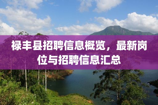 禄丰县招聘信息概览，最新岗位与招聘信息汇总