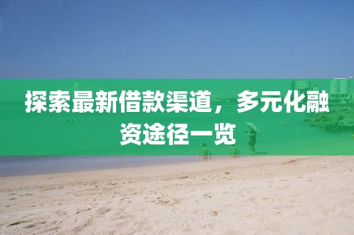 探索最新借款渠道，多元化融资途径一览