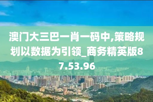 澳门大三巴一肖一码中,策略规划以数据为引领_商务精英版87.53.96